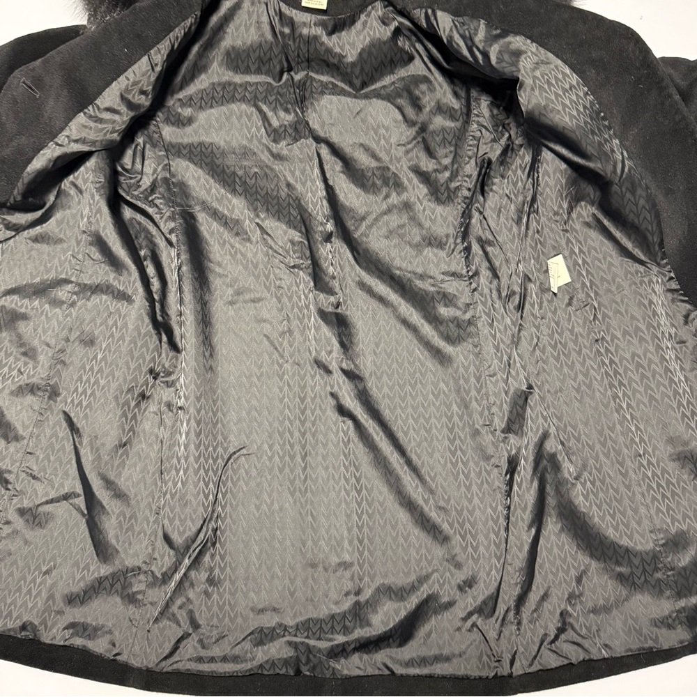 MICHAEL Michael Kors Black Wool Angora Blend Coat Real Fur Collar Women’s 10 - Picture 10 of 13